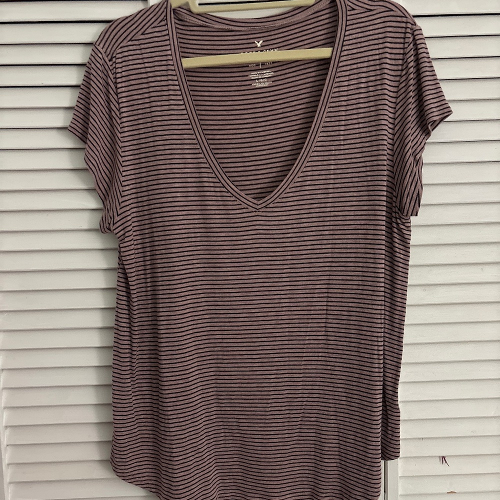 Light pink and black striped loose tshirt